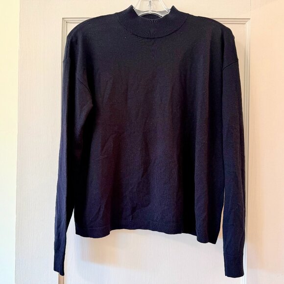Uniqlo | Navy Merino Wool Mock Neck Sweater - Picture 1 of 9
